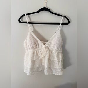 Hollister White Easy Tiered Blouse